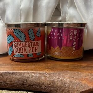 Bath & Body Works Summertime Soda Pop and Berry Waffle Cone 3-wick Candles